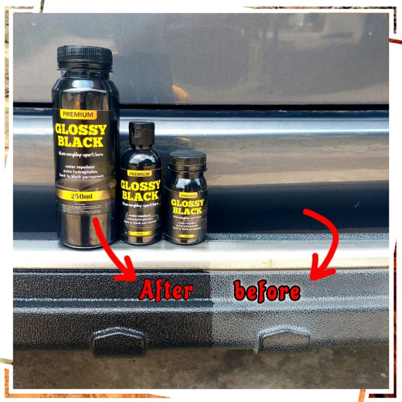 GLOSSY BLACK 5Liter, penghitam body motor dan mobil, trim restorer, dasboard, untuk body kasar