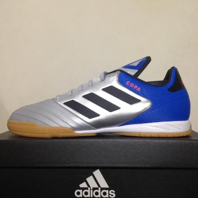 Asli Sepatu Futsal Adidas Copa Tango 18.3 In Silver Blue Db2452 Original
