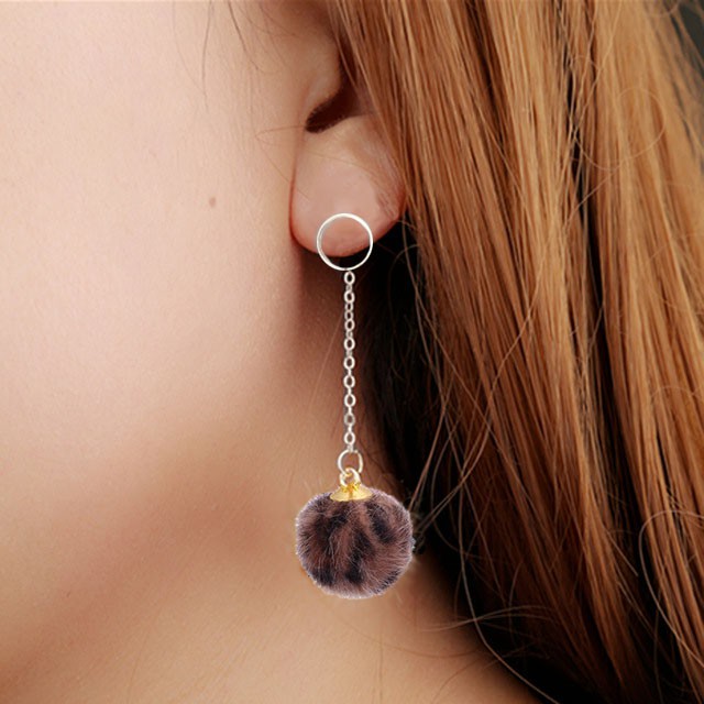 Anting Korea Wanita Simple / Anting Tusuk Rantai Bola Loreng