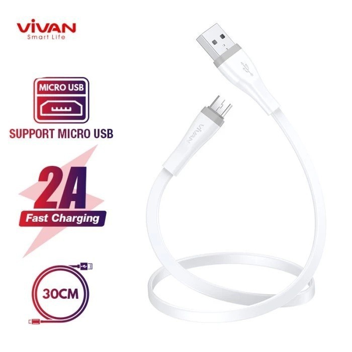 KABEL DATA VIVAN SM30S(MICRO)/SC30S(TYPE-C)/SL30S(IPHONE)  FAST CHARGING 30CM KABEL DATA POWERBANK