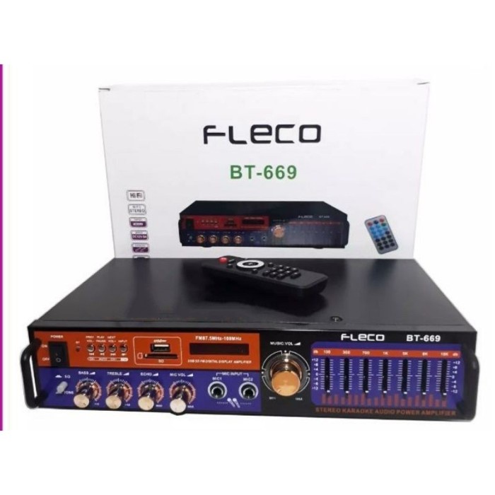 Amplifier FLECO BT-669 Bluetooth Stereo Ampli + USB + FM Radio Fiktur Komplit