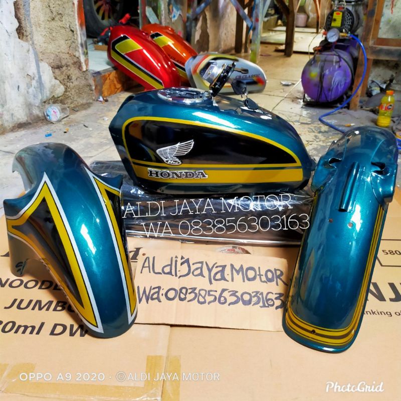 tangki cb body set cb Tutup ninja  Airbrush warna lagunna green oplosan anti karat udah di resin dal