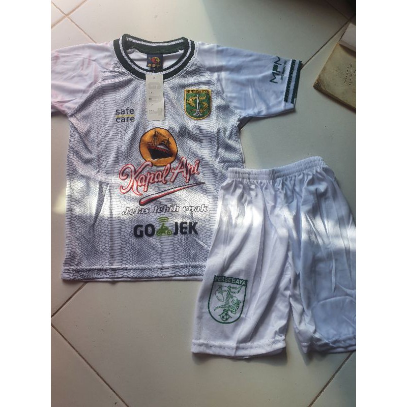 obral setelan jersey persebaya anak away putih boncil bonek cilik