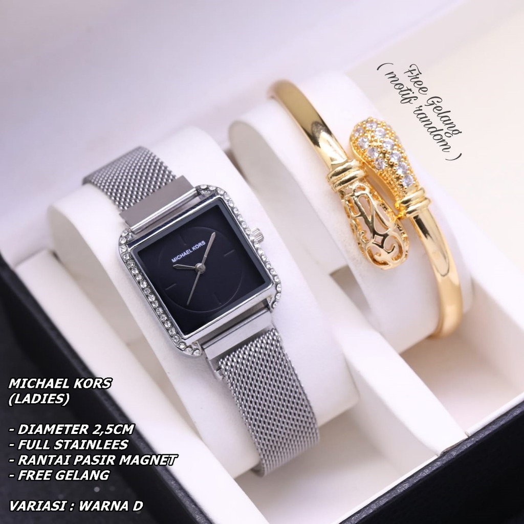 JAM TANGAN WANITA FASHION RANTAI PASIR BODY SEGI DIAMOND FREE GELANG