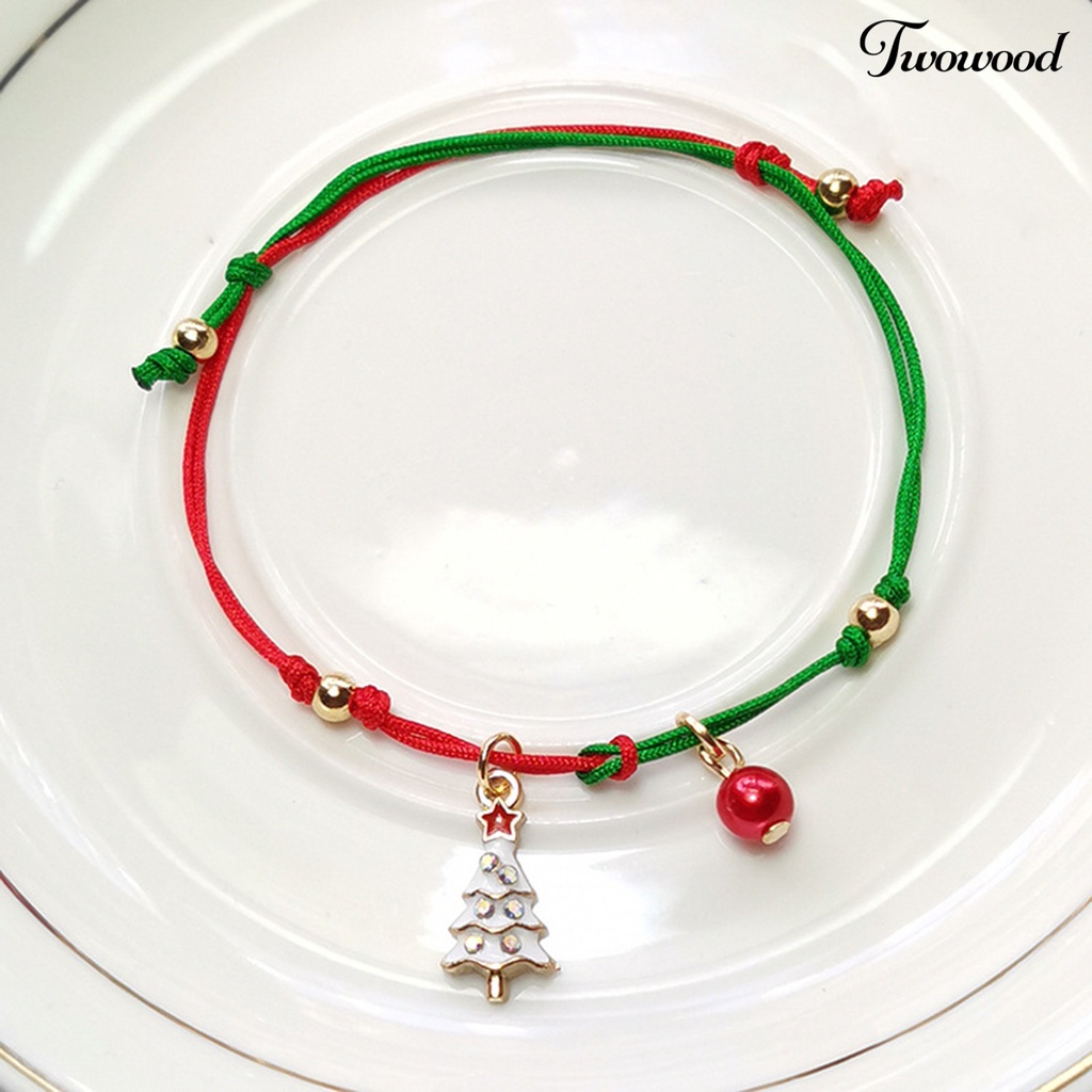 Gelang Rajutan Tangan Desain Pohon Natal Santa Claus Rusa Snowflake Untuk Unisex
