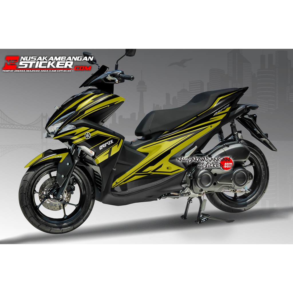 Decal Stiker aerox - HITAM GRAFIS KUNING ELGANT