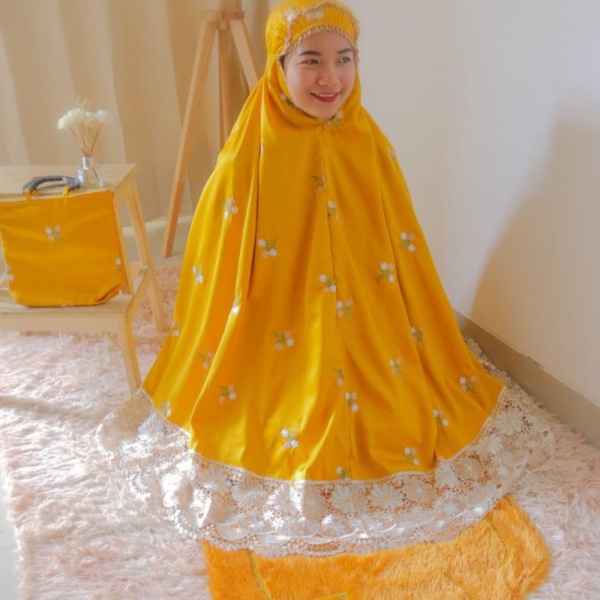 Full Set Mukena Dewasa Syafira Sajadah Travel Alquran Bulu - Hijau Mint Mukena Saja Murah