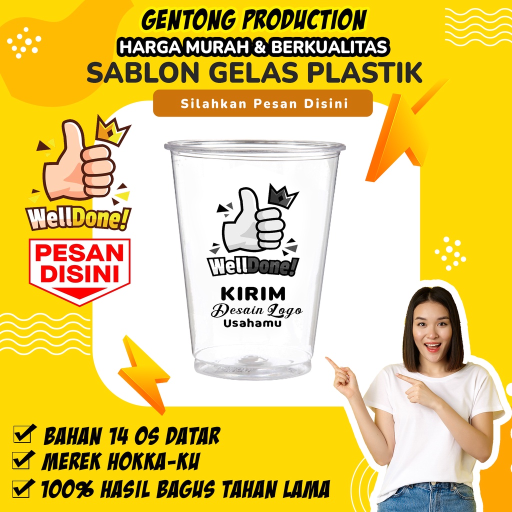 Sablon Gelas Cup Murah Paket Pemula 14 oz 5 Gr Datar  / gelas cup sablon / gelas custom / gelas sablon / gelas plastik sablon cup plastik cup polos