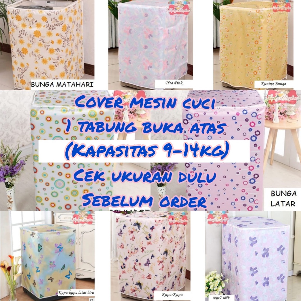 [BIG SALE] [TIPE A 1 TABUNG BUKA ATAS 9 - 14KG] Cover Mesin Cuci Motif Bahan Satin MOTIF