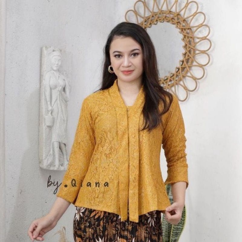 IndahKebaya • ATASAN SAJA KEBAYA QIANA FLOY BROKAT ADA JUMBO / KEBAYA ENCIM BUSUI NATAL / KEBAYA KARTINI BEST SELLER / PAKAIAN WANITA MODERN BAJU PESTA ACARA KONDANGAN / HITAM NAVY MAROON DUSTY SILVER PUTIH HIJAU LAVENDER COKSU MOCCA GOLD