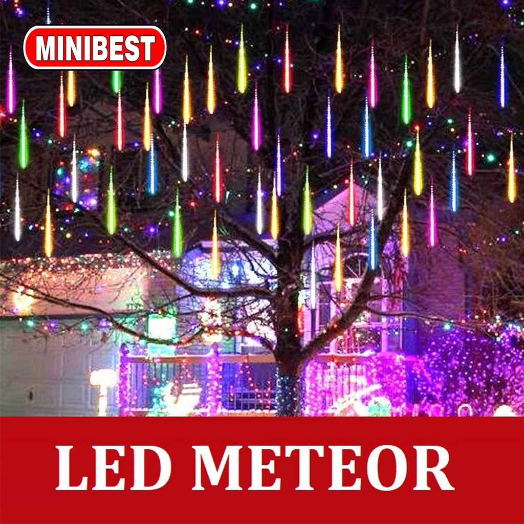 NEW LAMPU METEOR TIRAI 50cm 10 BATANG/ RGB / WARNA WARNI /OUTDOOR