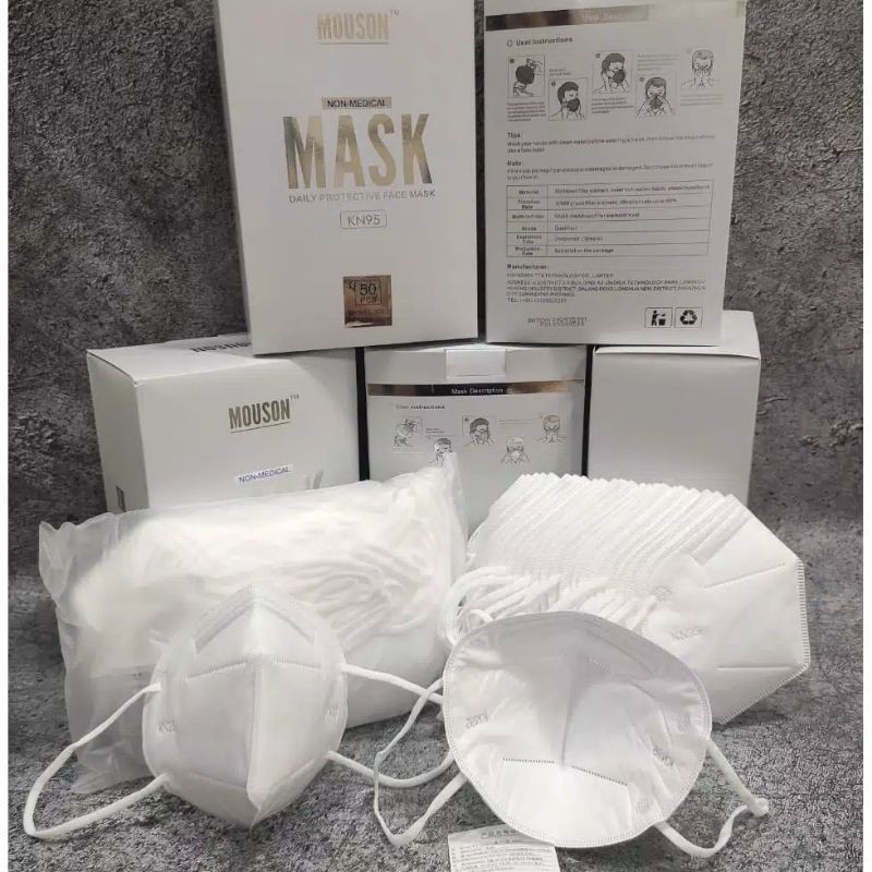 MASKER KN95 MOUSON 5 PLY ORIGINAL PUTIH POLOS - BOX 50pcs