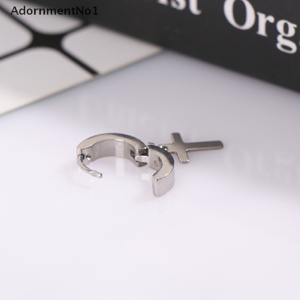 (AdornmentNo1) 1 Pasang Anting Tusuk Gantung Bahan titanium steel Desain Salib Untuk Wanita