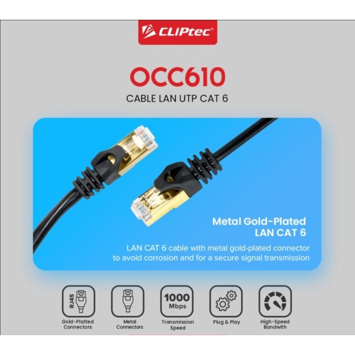 Patch Cord Kabel LAN RJ45 CLIPtec OCC610 Cat 6 5Meter - Cable UTP Cat6