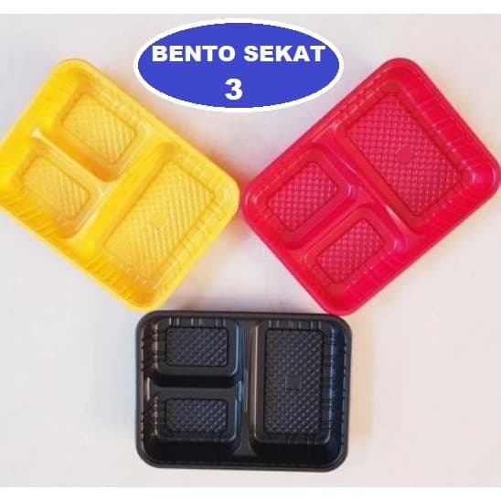 PALING LARIS - MIKA BENTO / KOTAK BENTO / TRAY BENTO / BOX BENTO SEKAT 3+TUTUP GROSIR - HITAM