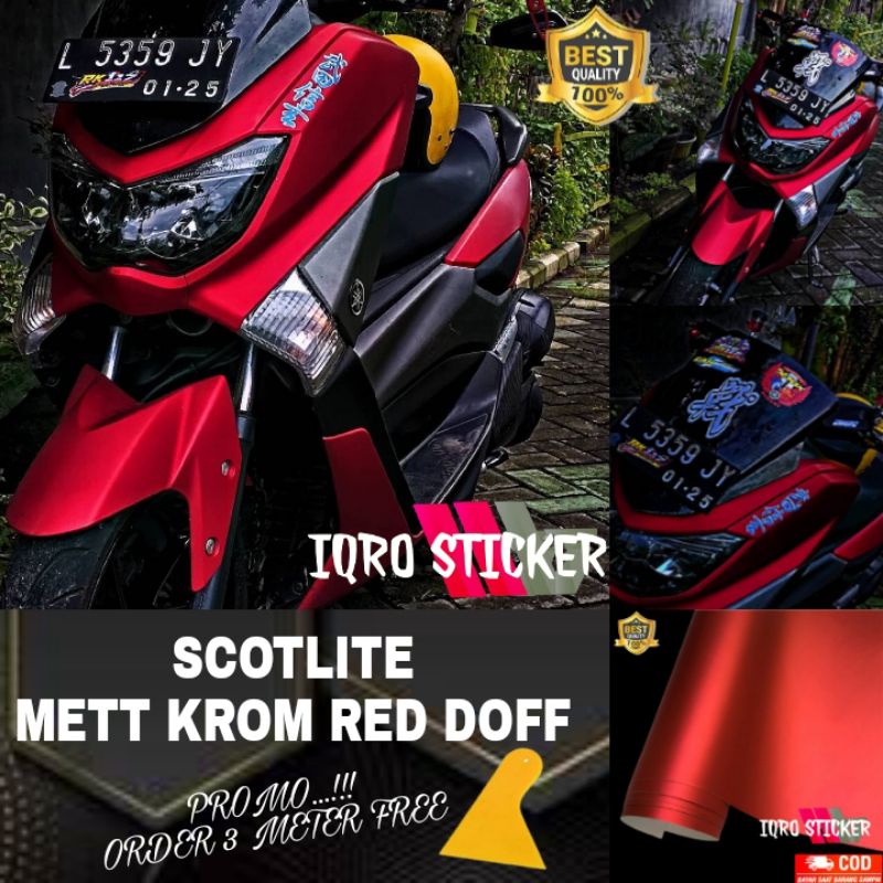 Sticker skotlet merah metalik chrom doff mengkilap untuk motor mobil hight Quality merk infinity