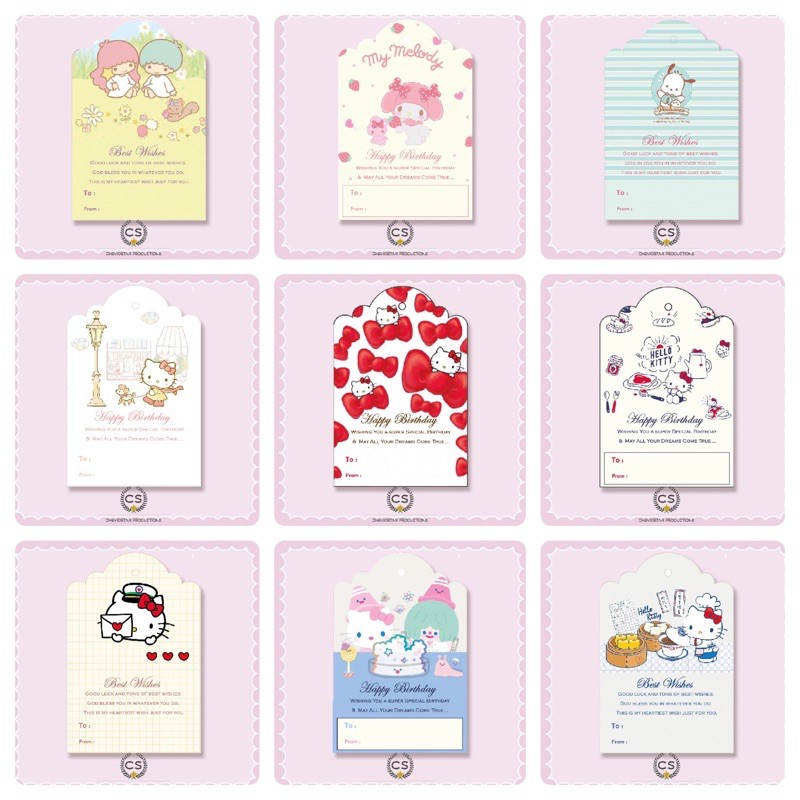25 pcs hang tag sanrio/ hangtag birthday tag/birthday card/kartu ucapan