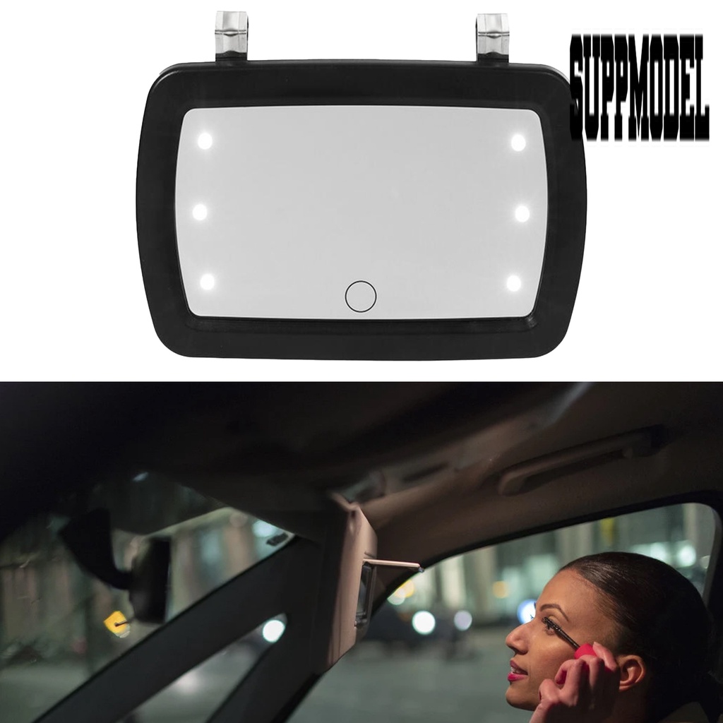 &lt; Sun Visor Mobil Model Klip On Dengan Lampu LED Anti Gores Warna Hitam