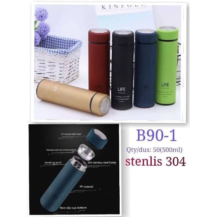 Tahan Lama Termos LIFE 500ml Vacuum Flask - Termos Air Minum w/ Saring