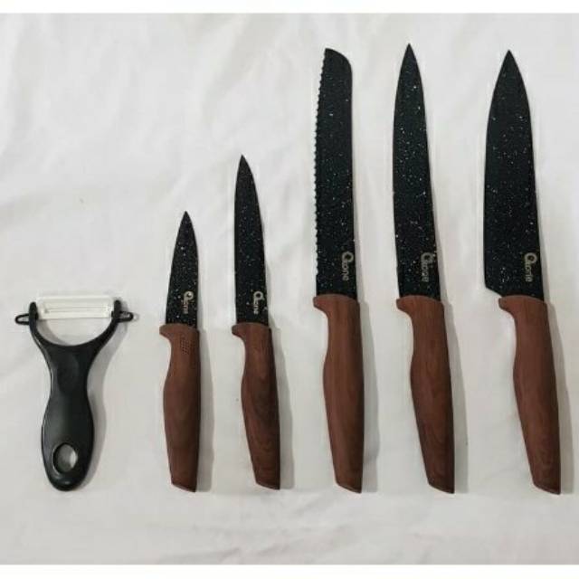 Oxone Pisau Set / Knife Set Black Marble 6 Set OX605