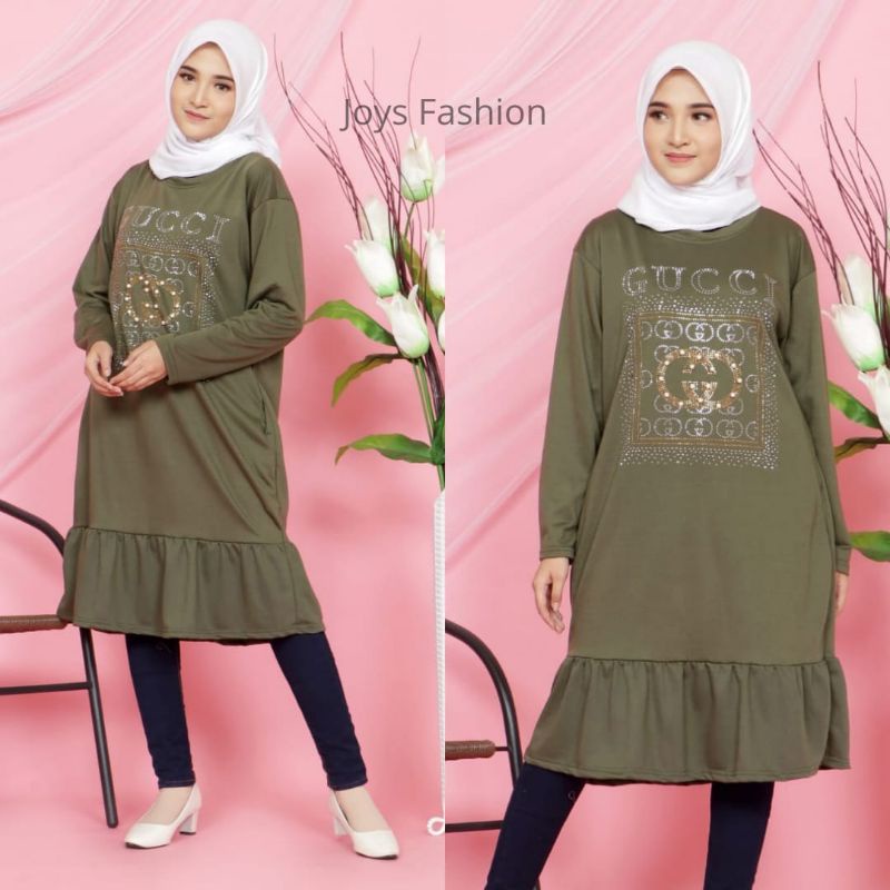 JF Atasan Tunik Kaos Babyterry Jumbo Tunik Wanita Muslimah Terbaru UCI MOTE REMPEL