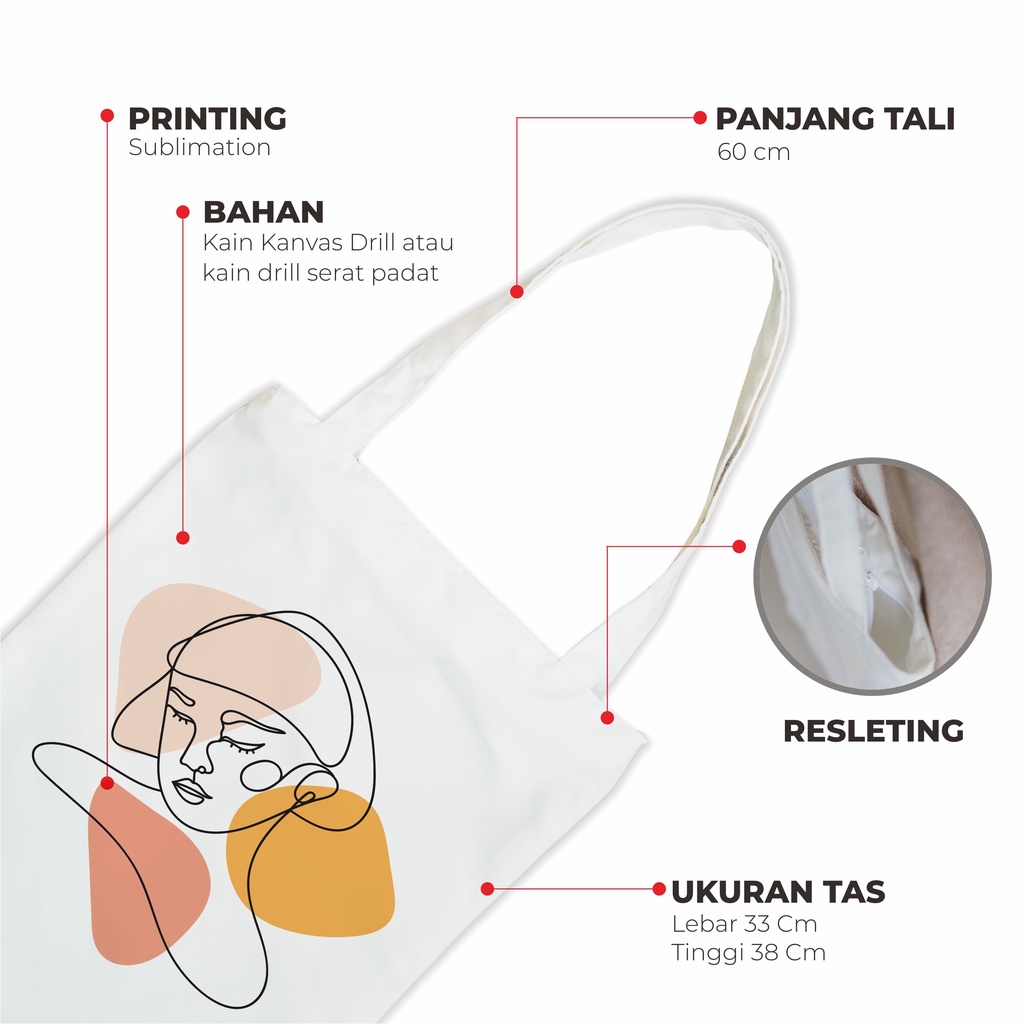 Sevine Totebag Drill Tas Fashion Wanita Tote Bag Resleting Desain Simple - ND