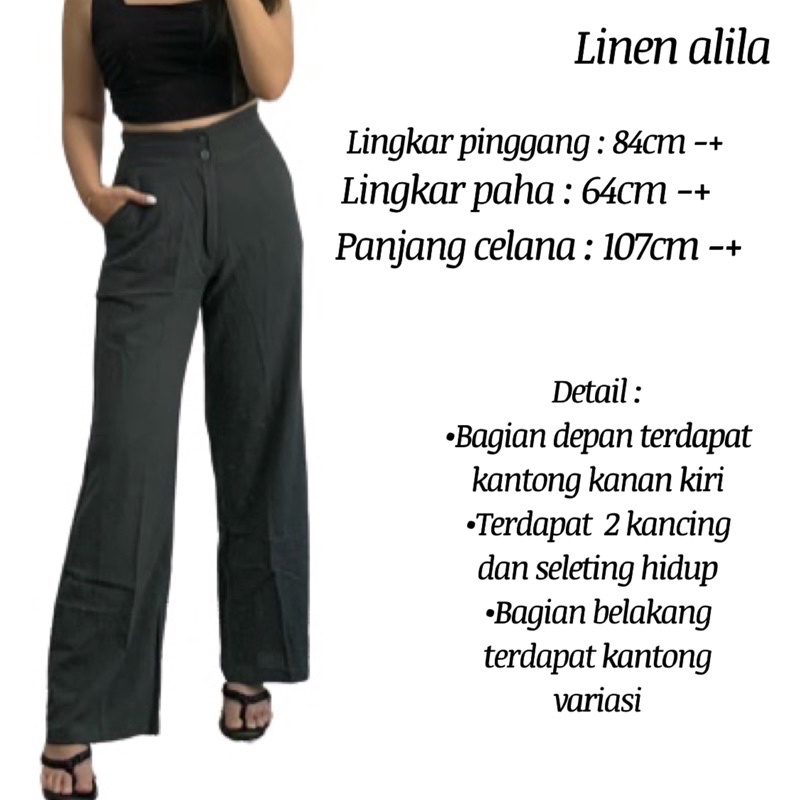 JOSHIN Sean Pants - Celana Kulot Wanita Highwaist | Cullote Pants Linen Cringkle