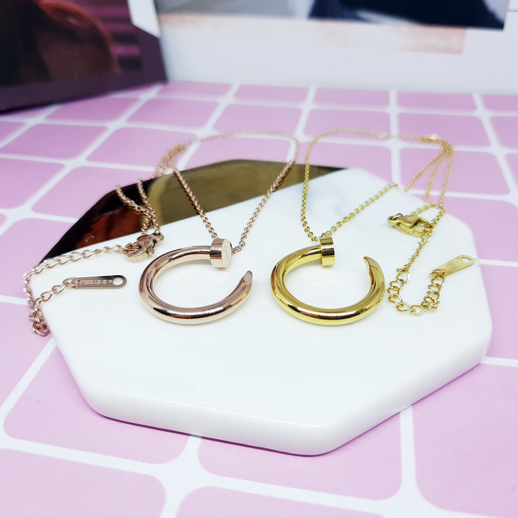Kalung Titanium Fashion Korea Paku Gold Rosegold - BN429