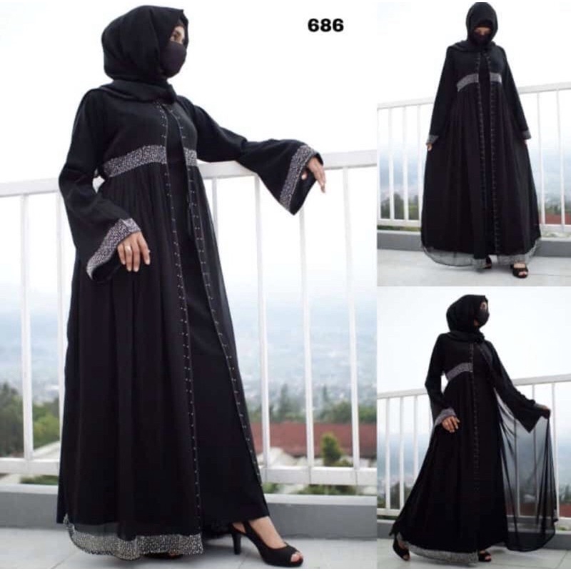 GAMIS ABAYA SYAR’I DUBAI 475 SWAROVSKY CANTIK MURAH COD