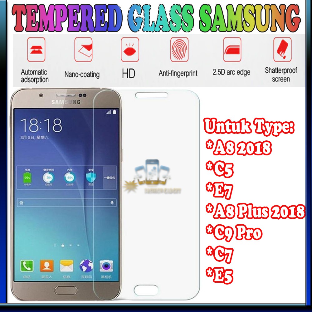 TEMPERED GLASS SAMSUNG A8 2018 SAMSUNG A8 PLUS 2018 SAMSUNG C5 SAMSUNG C7 SAMSUNG J2 PRIME SAMSUNG E5 SAMSUNG E7 SAMSUNG ON 7 ANTI GORES KACA TEMPER GLASS