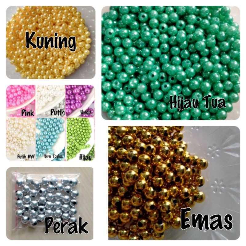 Manik Payet Mote Mutiara Plastik / Ringan 6mm Grade A - 10 Gram