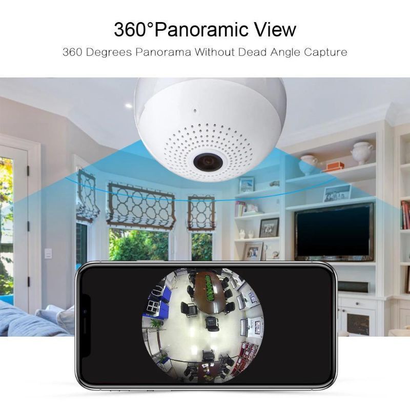 Cctv WiFi Bohlam Bulb V380 IP Camera 5Mp Wireless 1080P Panorama Fisheye 360