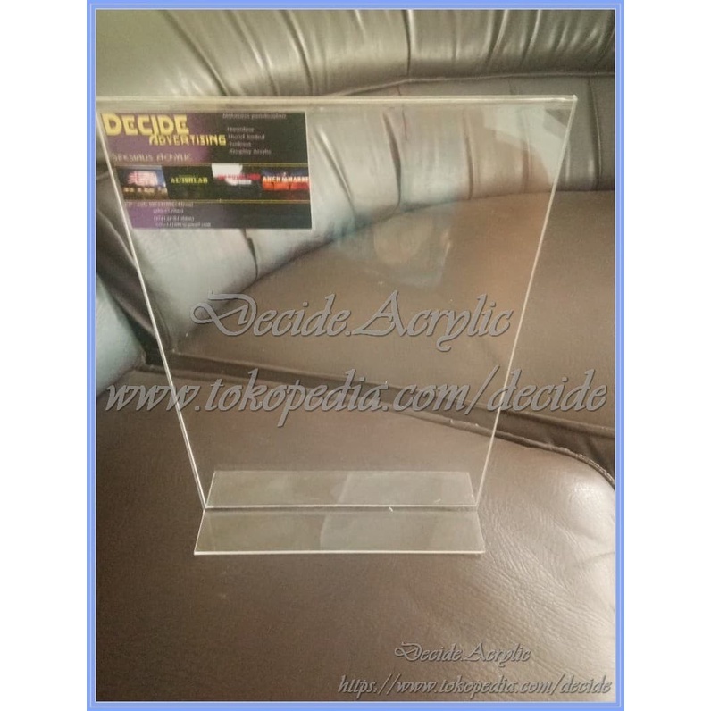 

Decide Acrylic Akrilik Display Tempat Brosur Menu Kertas Sign Holder Potrait A6 A5 A4