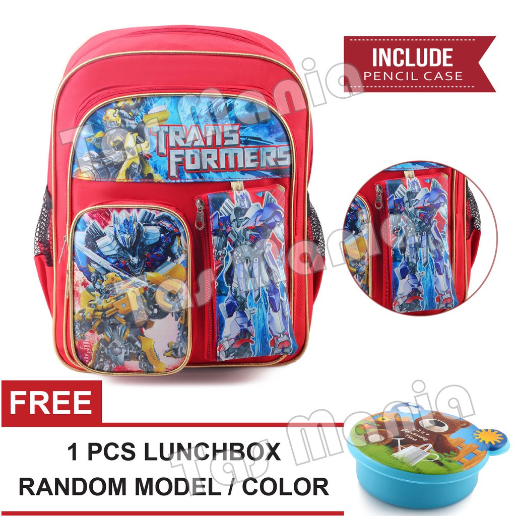 PTS -Ransel Sekolah Anak Cowo / Laki Laki Karakter Kartun - SUPER MAGIC + FREE Lunchbox .PT