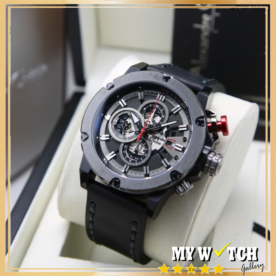 Alexandre Christie / Alexander AC 6491 MC Black Dark Gray Jam Tangan Pria Chronograph Original Diame