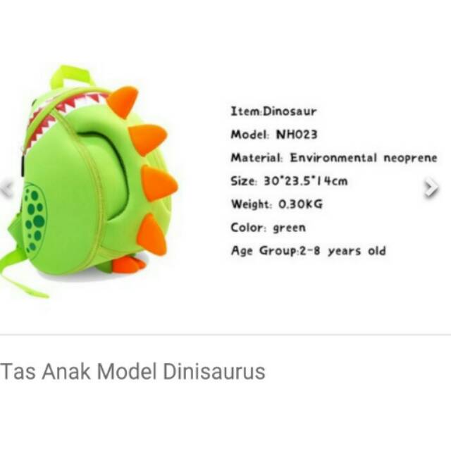 Nohoo Tas Anak Model Dinorsaurus
