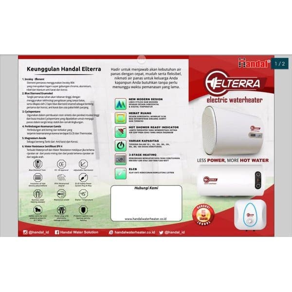 WATER HEATER HANDAL ELTERRA PEMANAS AIR LISTRIK ELTERRA 30GC 30 LITER