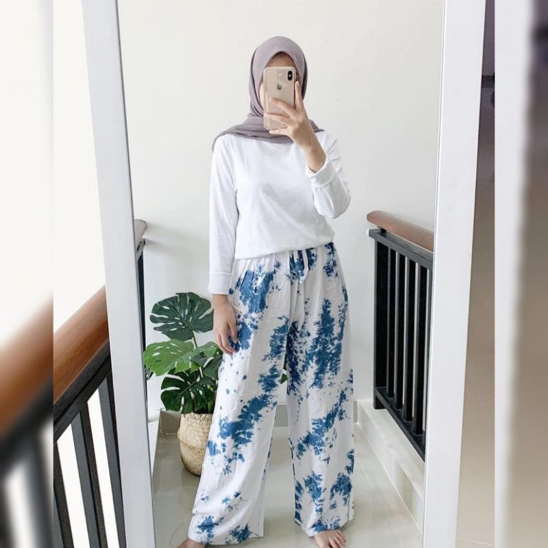 KULOT TIE DYE SMOKE/ CELANA KULOT PANJANG TIE DYE BALI PANJANG celana panjang bahan rayon