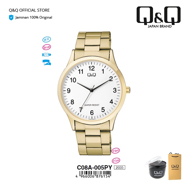 Q&Q QnQ QQ Jam Tangan Arloji Pria Fashion Analog Stainless Steel Rantai - C08 C08A Water Resist 3 BAR-3
