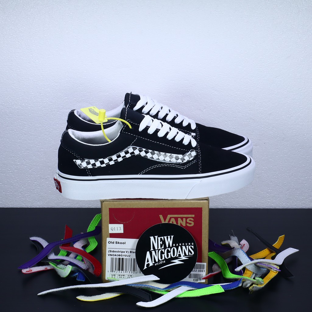 Sepatu Vans Old Skool Sidestripe V Black White Hitam Putih - Art