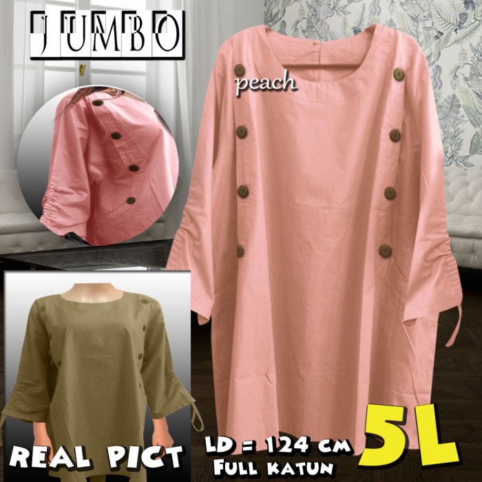Tunik Terbaru Baju Atasan Wanita Blus Wanita Batok Jumbo 5L Kuning mustard COD Simple Elegant Atasan