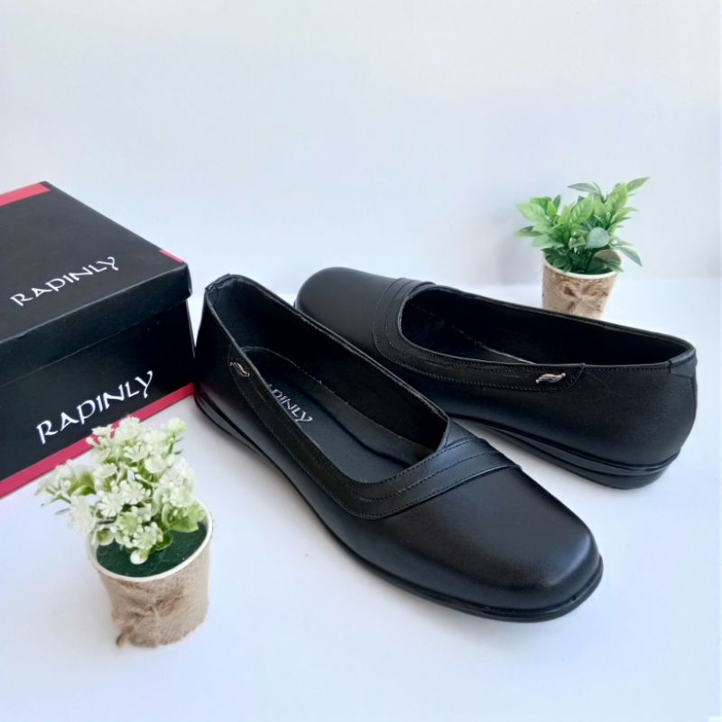 Sepatu Kerja Flat shoes Wanita Kulit Asli