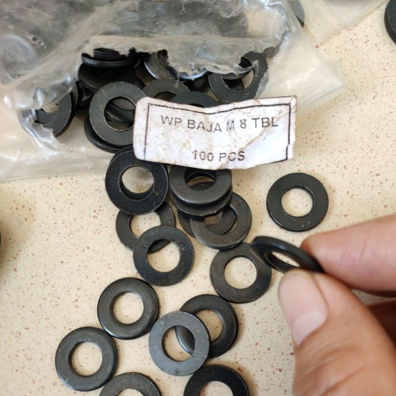 ring plat baja m8 hitam Kualitas Bagus Tebal /ring plat wp baja m8 /  ringplat baja m8/ ring plat m8