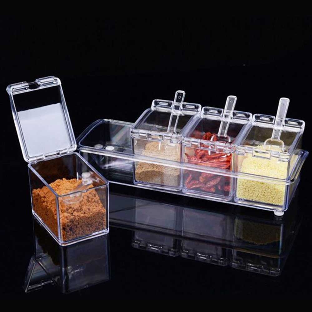 FM - Tempat Bumbu Dapur Seasoning Box 4 in 1 - Transparan