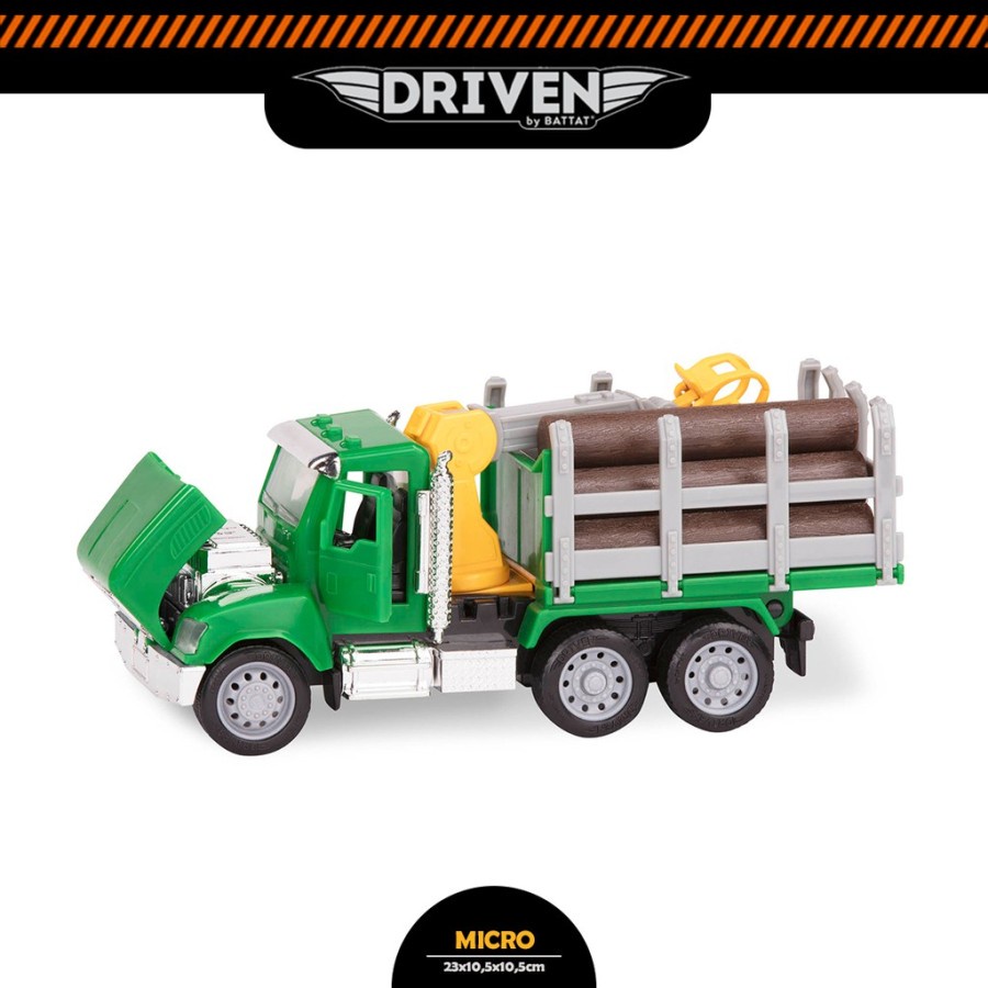 DRIVEN BY BATTAT Micro Series Micro Truck Logging Mainan Anak Diecast