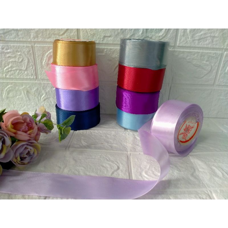 

[20-24 METER/ROLL] PITA SATIN 4 & 5 CM 2 INCH PREMIUM UNTUK BUKET BUNGA SATIN - GIFT BOX - HAMPERS - KERAJINAN DIY