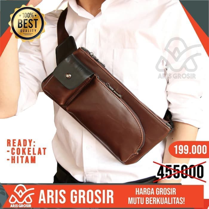 Tas Selempang Pria Kulit Asli Tas Hp Gadget Kulit Waist Bag Baru X12 Shopee Indonesia