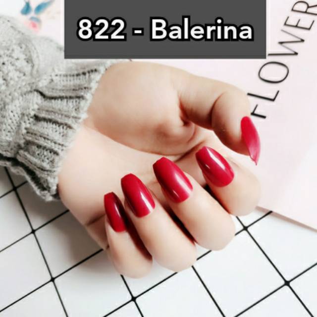 Kuku palsu + Lem || kuku palsu glossy kuku palsu square balerina