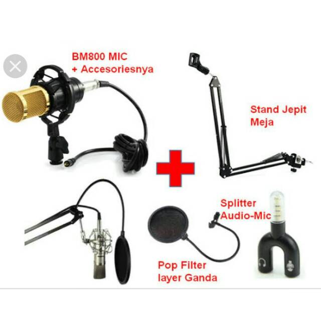Paket mic condenser bm 800 + soundcard v8