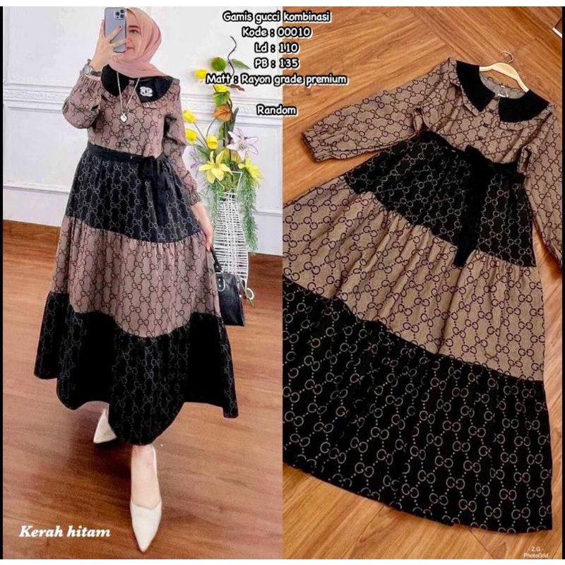GAMIS RAYON MOTIF GUCCI KOMBINASI